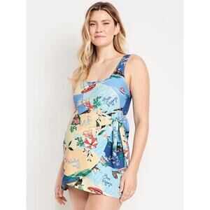 Old Navy Maternity Wrap Beach Scene One Piece Swimsuit Size 2X Plus Like New
